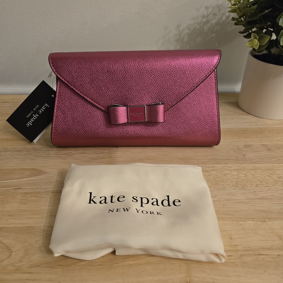 kate spade Handbags - Kate Spade New York Morgan Bow Envelope Flap Crossbody – Metallic Pebble Pink
